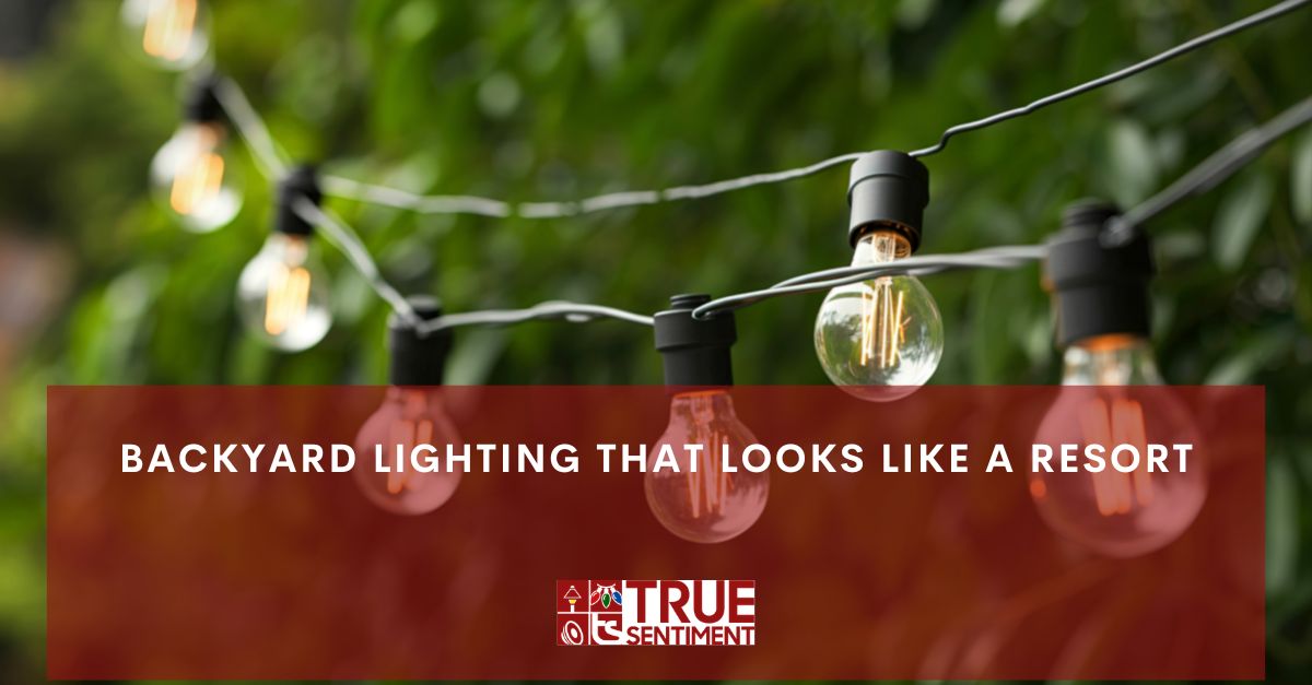 backyard lighting that looks like a resort